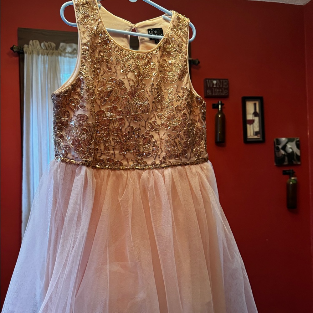 Girls pink and gold dress